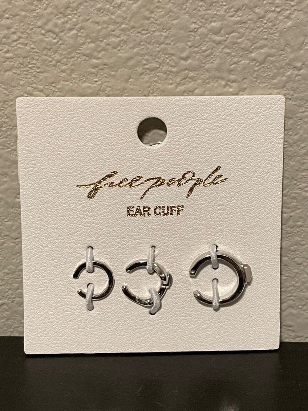 Free People Ear Cuff Earrings Set Silver Tone Clip On Round Womens Jewelry